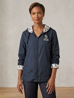 Disney Black  Hooded Windbreaker Jacket Size Med